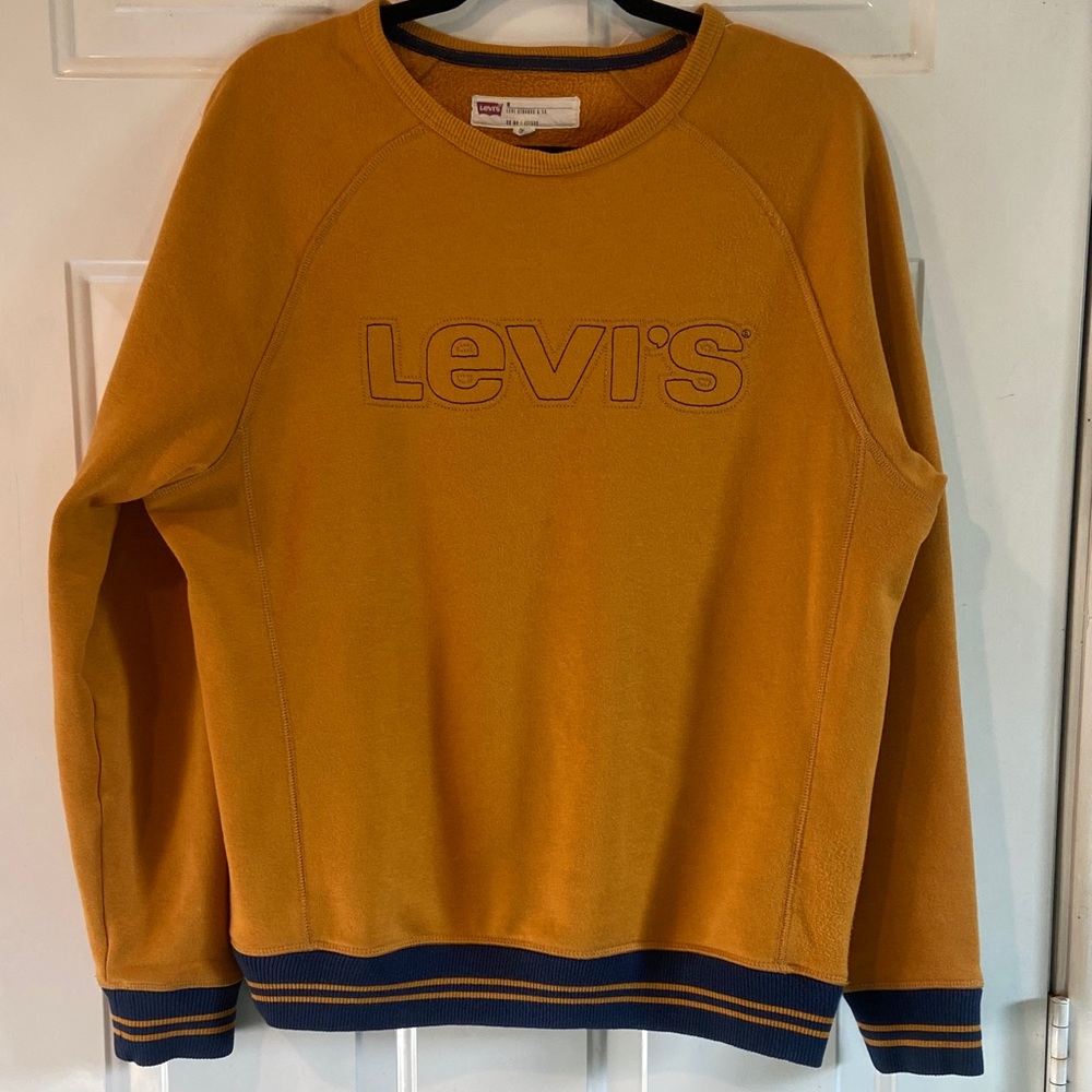 Levi’s Mustard Sweatshirt Medium M Oversized Crewneck Logo unisex men’s women’s